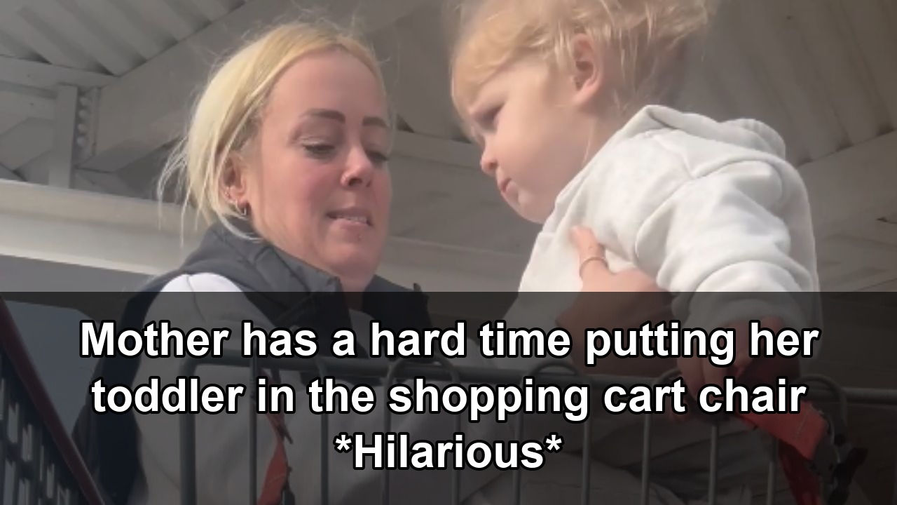Parent struggles to seat toddler who refuses to bend legs
