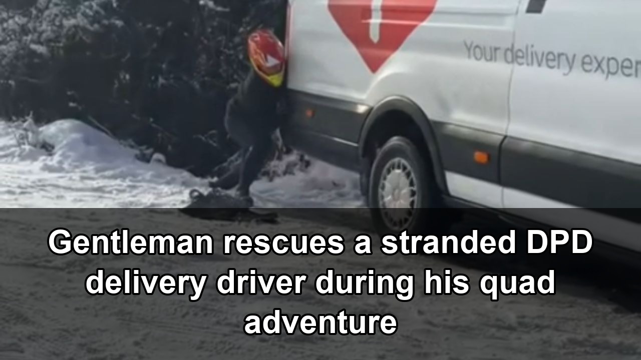 Couple rescues stranded delivery driver during snowy quad bike ride